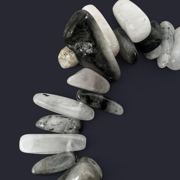 Black Rutalized Quartz Crystal Sticks Bead Bracelet - Picture 3 of 5